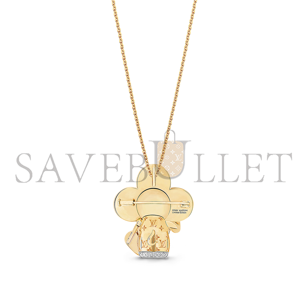 l**is V*t*n vivienne maneki neko pendant, 3 golds, lacquer & diamonds q93901